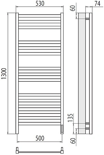 Полотенцесушитель электрический лесенка Terminus Енисей П15 500х1300 электро sensor quick touch полированная сталь 4670078526274