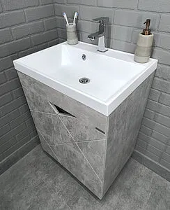 Тумба под умывальник напольный Домино Vector 60 метрополитан грей/бетон серый DV6612T, 5