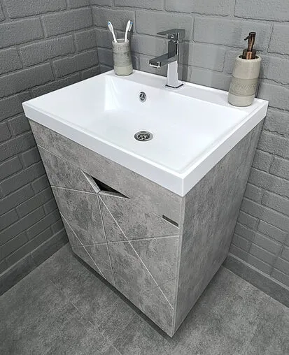 Тумба под умывальник напольный Домино Vector 60 метрополитан грей/бетон серый DV6612T