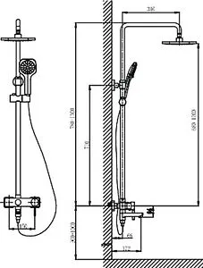 Душевая система со смесителем для ванны Timo Hette хром SX-1020/00z, 2