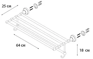 Полка для полотенец Fixsen Bogema хром/белый с рисунком FX-78515 Полка для полотенец Fixsen Bogema хром/белый с рисунком FX-78515, 3