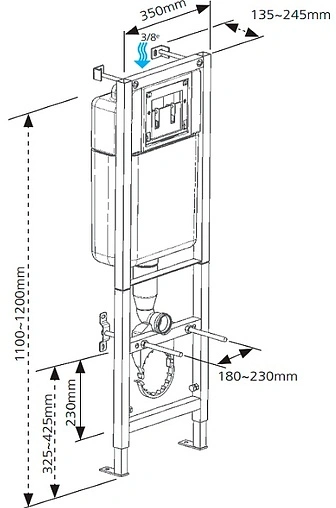 Инсталляция для подвесного унитаза Set 3 в 1 Cersanit Black 35 leon S-IN-BLACK-Cg-w с кнопкой хром глянцевый