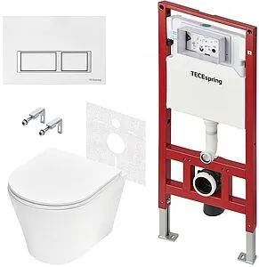 Комплект 6 в 1 TECEspring Base R K401203WCRP с кнопкой TECEspring V 9940203 белый глянцевый/хром глянцевый, 1