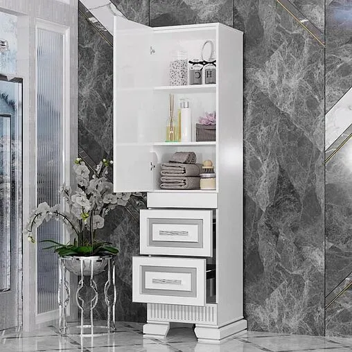 Шкаф-пенал напольный Opadiris Оникс 50 L белый Z0000005505