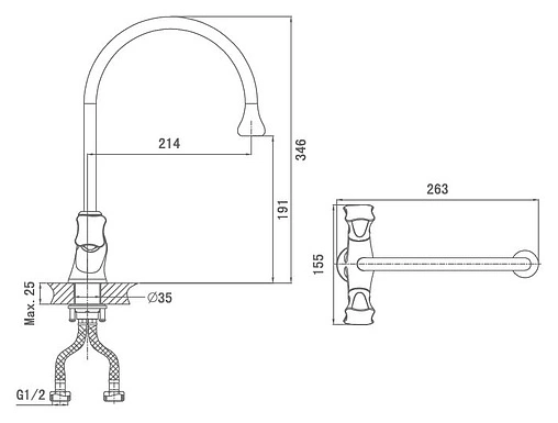 Смеситель для кухни D&K Grimm Hessen хром DA1382401 Смеситель для кухни D&K Grimm Hessen хром DA1382401