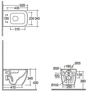 Унитаз подвесной безободковый Kludi Resa C белый 28WCSET43 Унитаз подвесной безободковый Kludi Resa C белый 28WCSET43, 2