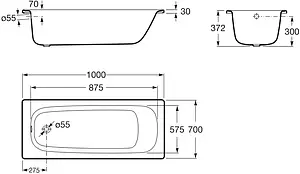 Ванна стальная Roca Contesa 100x70 белый 212D07001 Ванна стальная Roca Contesa 100x70 белый 212D07001, 2