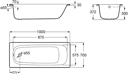 Ванна стальная Roca Contesa 100x70 белый 212D07001