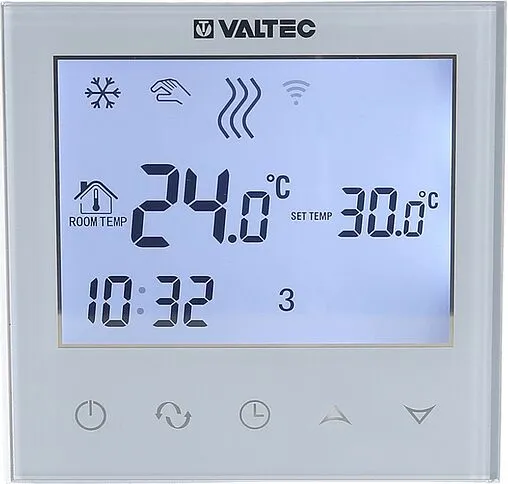 Проводной комнатный терморегулятор Wi-Fi 230В Valtec белый VT.AC712.0.0