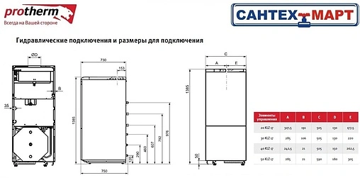 Напольный газовый котел двухконтурный 20кВт Protherm Медведь 20 KLZ 17 0010005748