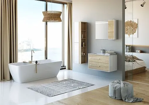 Шкаф-пенал подвесной Aqwella Miami 40 белый/дуб сонома Mai.05.04