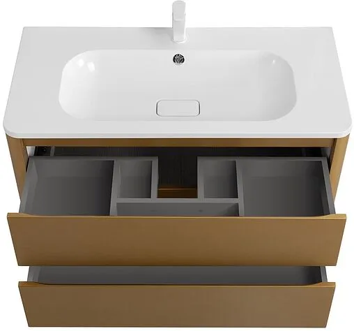 Тумба-умывальник подвесная Cezares Relax 100 брашированное золото RELAX-1000-2C-SO-BORO-P+CZR-1000/480-LV-MR-NV