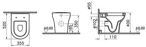 Унитаз приставной VitrA Zentrum белый 5788B003-0075