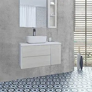 Тумба-умывальник подвесная Aquaton Брук 80 (60+20) дуб латте/белый, 2