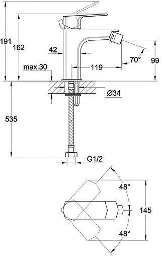 Смеситель для биде Cersanit Wisla хром 63058 Смеситель для биде Cersanit Wisla хром 63058