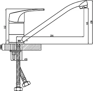 Смеситель для кухни Rossinka хром D40-21U Смеситель для кухни Rossinka хром D40-21U, 2