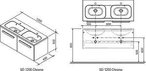Тумба-умывальник подвесная Ravak Chrome 120 белый/капучино X000000964+XJG01112000 Тумба-умывальник подвесная Ravak Chrome 120 белый/капучино X000000964+XJG01112000, 2