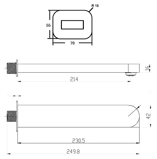 Излив для скрытого монтажа Ravak Chrome хром X07P113