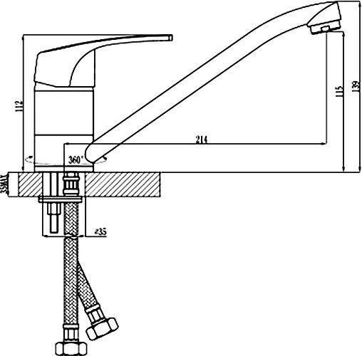 Смеситель для кухни Rossinka хром D40-21U