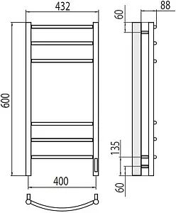 Полотенцесушитель электрический лесенка Terminus Классик П6 450х600 электро quick touch КС 9003 белый матовый 4670078527561, 2