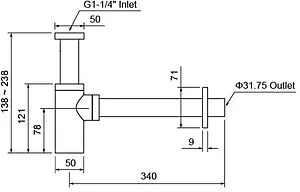 Сифон бутылочный для раковины Aquatek хром AQ6012CR Сифон бутылочный для раковины Aquatek хром AQ6012CR, 2