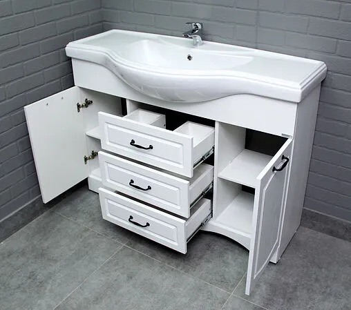 Тумба-умывальник напольная Домино Rich 120 белое дерево DR6005T+4640021060957