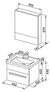 Шкаф-зеркало Aquanet Нота 50 L венге 00172682 Шкаф-зеркало Aquanet Нота 50 L венге 00172682, 2