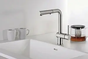 Смеситель для кухни с выдвижным изливом Paffoni Light хром LIG285CR-MET Смеситель для кухни с выдвижным изливом Paffoni Light хром LIG285CR-MET, 3