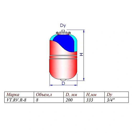 Расширительный бак Valtec 8л 5 бар VT.RV.R.060008