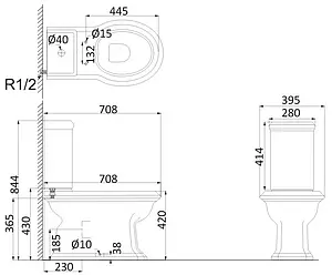 Унитаз-компакт Creo Ceramique Dijon белый DI1002+DI1003+DI1001N Унитаз-компакт Creo Ceramique Dijon белый DI1002+DI1003+DI1001N, 2