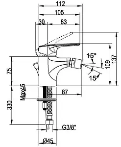 Смеситель для биде Villeroy&Boch O.novo Start хром TVB10520111061, 2