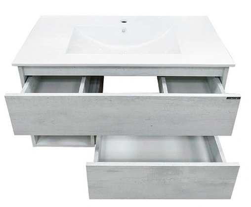 Тумба-умывальник подвесная Comforty Турин 90 дуб белый/белый 00004147127CF