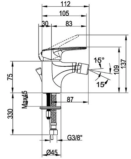 Смеситель для биде Villeroy&amp;Boch O.novo Start хром TVB10520111061