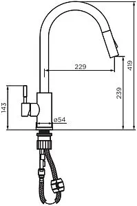 Смеситель для кухни с выдвижным изливом Dorff Logic хром D3007500, 2