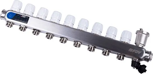 Группа коллекторная с расходомерами 9 отводов 1&quot;в/в x ¾&quot;ек FDV S1103C-2/9