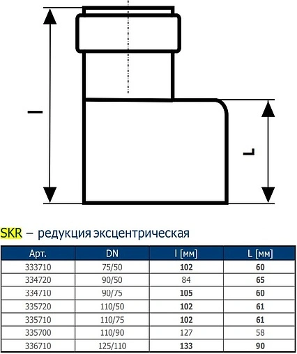 Патрубок переходной длинный внутренний бесшумный D=110x58мм Ostendorf Skolan Safe SKR 335720
