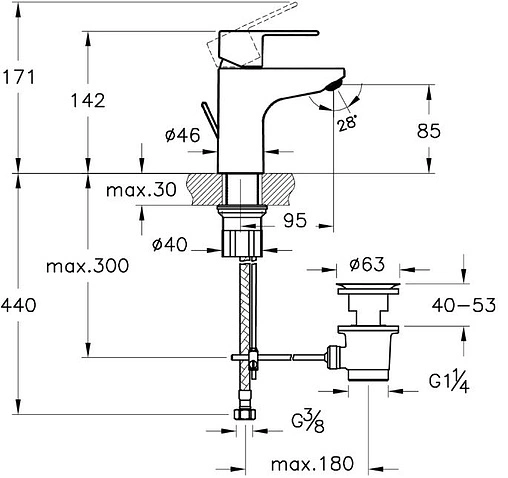 Смеситель для раковины VitrA Win S хром A42594EXP Смеситель для раковины VitrA Win S хром A42594EXP