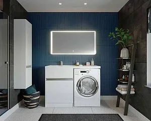 Тумба-умывальник напольная над стиральной машиной Aquaton Лондри 120 L белый 1A2359K1LH010, 4