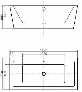 Ванна акриловая отдельностоящая Swedbe Vita 169x80 8831, 3