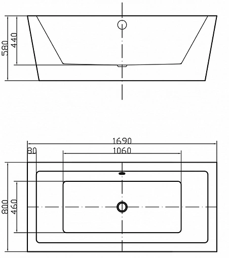 Ванна акриловая отдельностоящая Swedbe Vita 169x80 8831