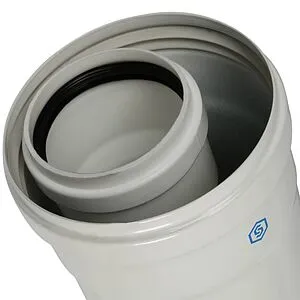 Коаксиальный удлинитель Ø 60/100мм L=2000мм (PP-FE) для конденсационных котлов Stout SCA-8610-002000, 4