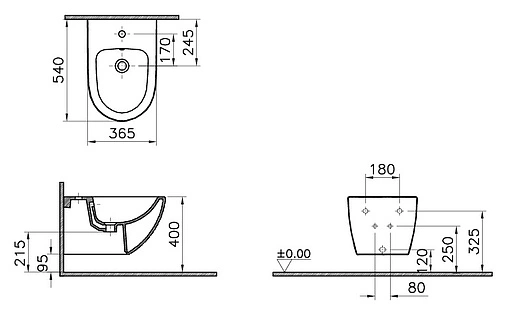 Биде подвесное VitrA Sento белый 4338B003-0288