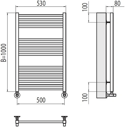 Полотенцесушитель водяной лесенка Terminus Сицилия П16 500х1000 полированная сталь 4670078530806