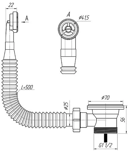 Выпуск для мойки с круглым переливом Ани Пласт хром N120S Выпуск для мойки с круглым переливом Ани Пласт хром N120S
