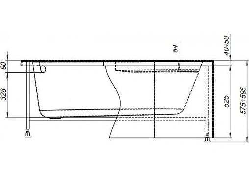 Каркас для ванны Aquanet Mia140x80 00246497
