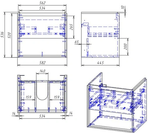 Тумба под умывальник подвесная Cersanit Louna 60 белый/дуб Эврика 64070