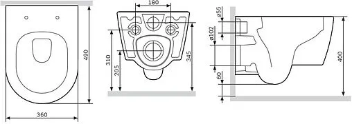 Унитаз подвесной безободковый Am.Pm Func FlashClean черный матовый C8F1700MBSC