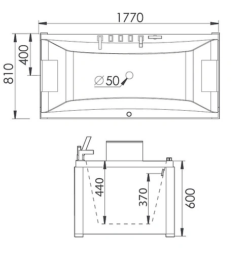 Ванна акриловая с гидромассажем Gemy 177x81 G9076 B