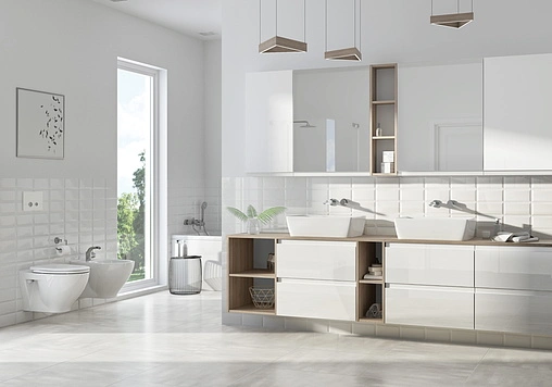 Шкаф-зеркало Cersanit Moduo 140 белый/дуб SB-LS-MOD60/Wh+SB-MD-MOD20-SW+SB-LS-MOD60/Wh