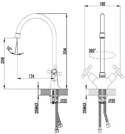 Смеситель для кухни SMARTsant Классик нью R-изливом хром SM180007AA